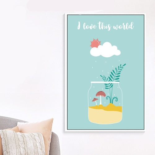 Cartoon Bottle House Balloon Wall Art Canvas