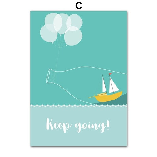 Cartoon Bottle House Balloon Wall Art Canvas