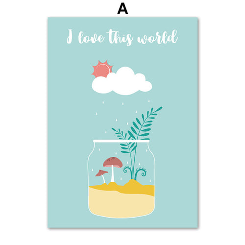 Cartoon Bottle House Balloon Wall Art Canvas