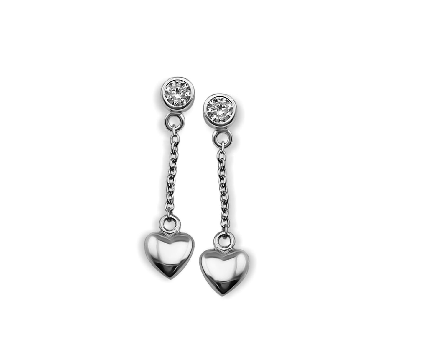 Oorhangers Hart 3D aan Ketting Zilver JE008S